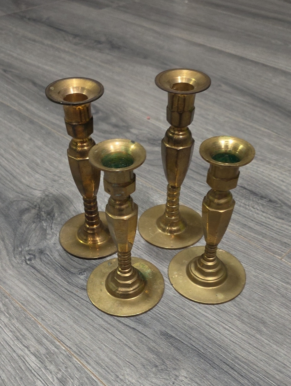 Vintage Brass Candlestick Holders in Gold - Set of 4